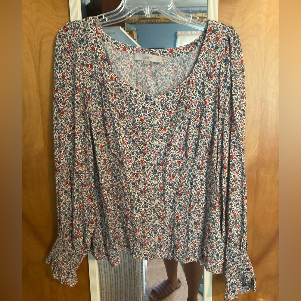 Loft floral long sleeve blouse.